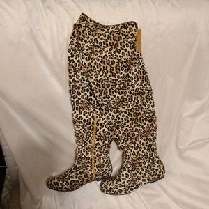 Tall over the knee leopard boots